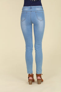 Mid Rise Washed Stretch Denim Jeans - FabBossBabe