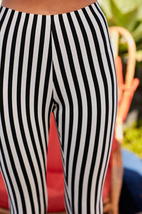 Porsha Waist Elastic Band Stripe Print Leggings - FabBossBabe