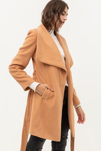 CAMEL WAIST BELTED JACKET - FabBossBabe