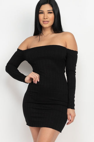 Head Turner Off Shoulder Fitted Mini Dress - FabBossBabe
