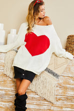 Load image into Gallery viewer, Cynthia Round Neck Heart Sweater - FabBossBabe
