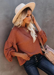 Claudette Billowed Sleeve Thermal Knit Top - FabBossBabe