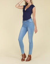 Load image into Gallery viewer, Mid Rise Washed Stretch Denim Jeans - FabBossBabe
