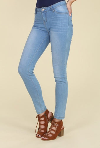 Mid Rise Washed Stretch Denim Jeans - FabBossBabe