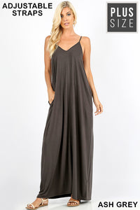 Plus V-Neck Cami Maxi Dress - FabBossBabe