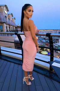 Megan Thee Stallion Rose Ruched Side Midi Dress - FabBossBabe