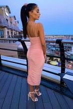 Load image into Gallery viewer, Megan Thee Stallion Rose Ruched Side Midi Dress - FabBossBabe
