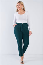 Load image into Gallery viewer, Plus Size Hunter Green High Waisted Ankle Length Pants - FabBossBabe
