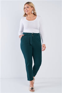 Plus Size Hunter Green High Waisted Ankle Length Pants - FabBossBabe