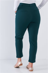 Plus Size Hunter Green High Waisted Ankle Length Pants - FabBossBabe