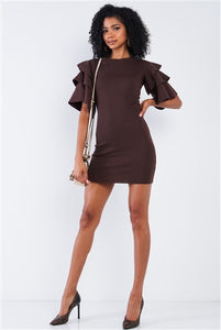 Tight Fit Multi Layer Frill Short Sleeve Mini Dress - FabBossBabe