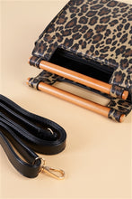 Load image into Gallery viewer, Leopard Print Vegan Leather Mini Handbag With Bamboo Trim - FabBossBabe
