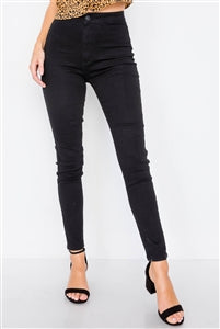 Solid Vintage High-Waist Basic Black Cotton Jeans - FabBossBabe