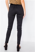 Load image into Gallery viewer, Solid Vintage High-Waist Basic Black Cotton Jeans - FabBossBabe
