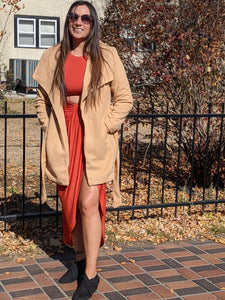 CAMEL WAIST BELTED JACKET - FabBossBabe