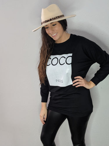 Coco Print Oversized Sweatshirt Top - FabBossBabe