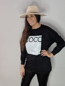 Coco Print Oversized Sweatshirt Top - FabBossBabe
