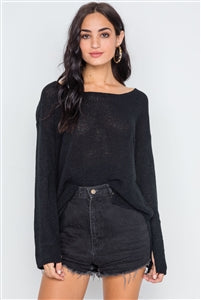 Scoop Neck Long Sleeves Sweater - FabBossBabe