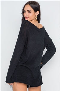 Scoop Neck Long Sleeves Sweater - FabBossBabe