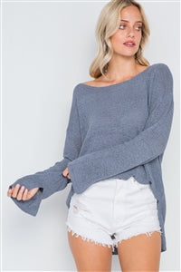 Scoop Neck Long Sleeves Sweater - FabBossBabe