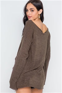 Scoop Neck Long Sleeves Sweater - FabBossBabe