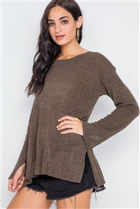 Scoop Neck Long Sleeves Sweater - FabBossBabe