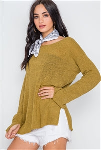 Scoop Neck Long Sleeves Sweater - FabBossBabe