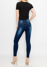 Load image into Gallery viewer, Blue High Rise Skinny Jeans - FabBossBabe
