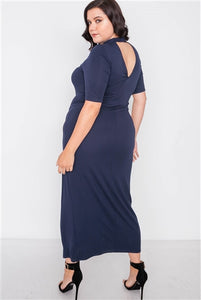 Plus Size Site Slit Mock Neck Maxi Dress - FabBossBabe