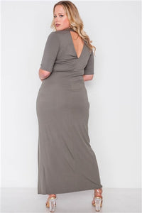 Plus Size Site Slit Mock Neck Maxi Dress - FabBossBabe