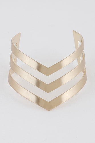 V Shape Open Cut Cuff Gold Bracelet - FabBossBabe