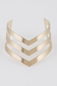 V Shape Open Cut Cuff Gold Bracelet - FabBossBabe