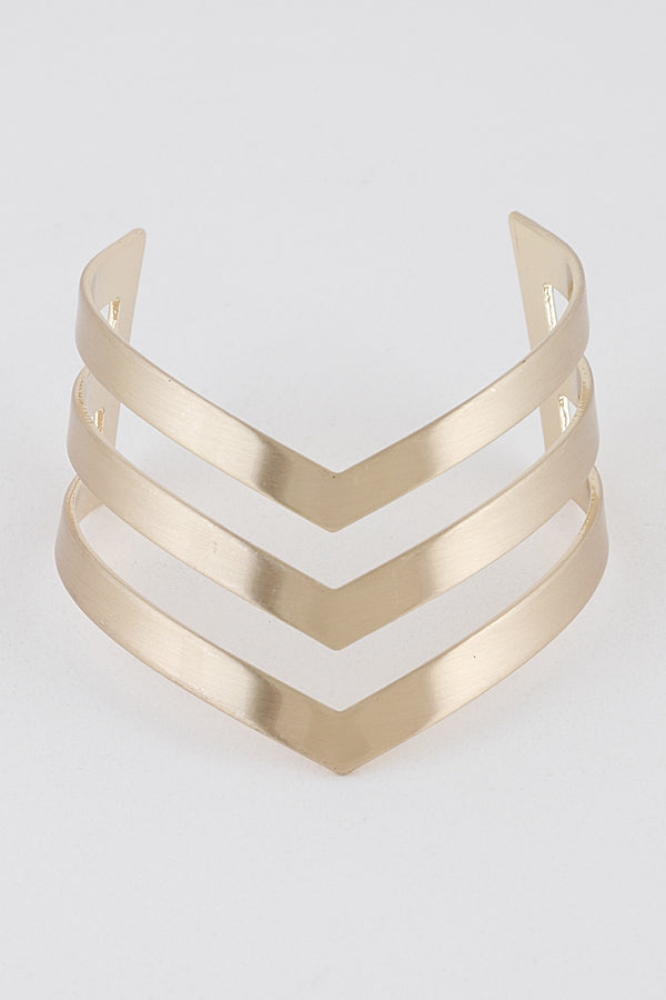 V Shape Open Cut Cuff Gold Bracelet - FabBossBabe