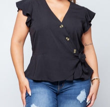 Load image into Gallery viewer, TRIM SURPLICE WRAP TOP - FabBossBabe
