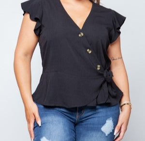 TRIM SURPLICE WRAP TOP - FabBossBabe