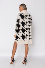 Load image into Gallery viewer, Beige Black Check Roll Neck Sweater Dress - FabBossBabe
