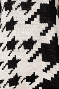 Beige Black Check Roll Neck Sweater Dress - FabBossBabe
