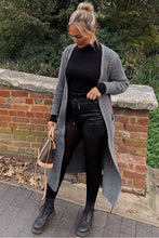 Load image into Gallery viewer, Taylor Swift Charcoal Chunky Knit Maxi Cardigan - FabBossBabe
