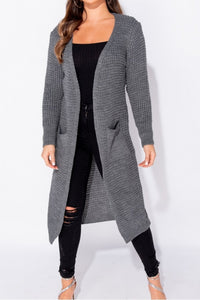 Taylor Swift Charcoal Chunky Knit Maxi Cardigan - FabBossBabe