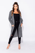 Load image into Gallery viewer, Taylor Swift Charcoal Chunky Knit Maxi Cardigan - FabBossBabe
