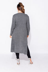 Taylor Swift Charcoal Chunky Knit Maxi Cardigan - FabBossBabe