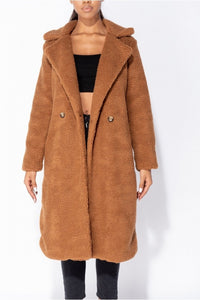 Milan Rust Longline Borg Teddy Coat - FabBossBabe