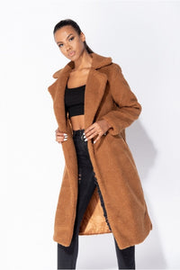 Milan Rust Longline Borg Teddy Coat - FabBossBabe