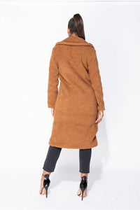 Milan Rust Longline Borg Teddy Coat - FabBossBabe